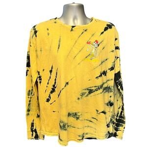 Dikotomy Yellow and Black Tie Dyed "Bad Decision' Long Sleeves Tee Shirt Size L